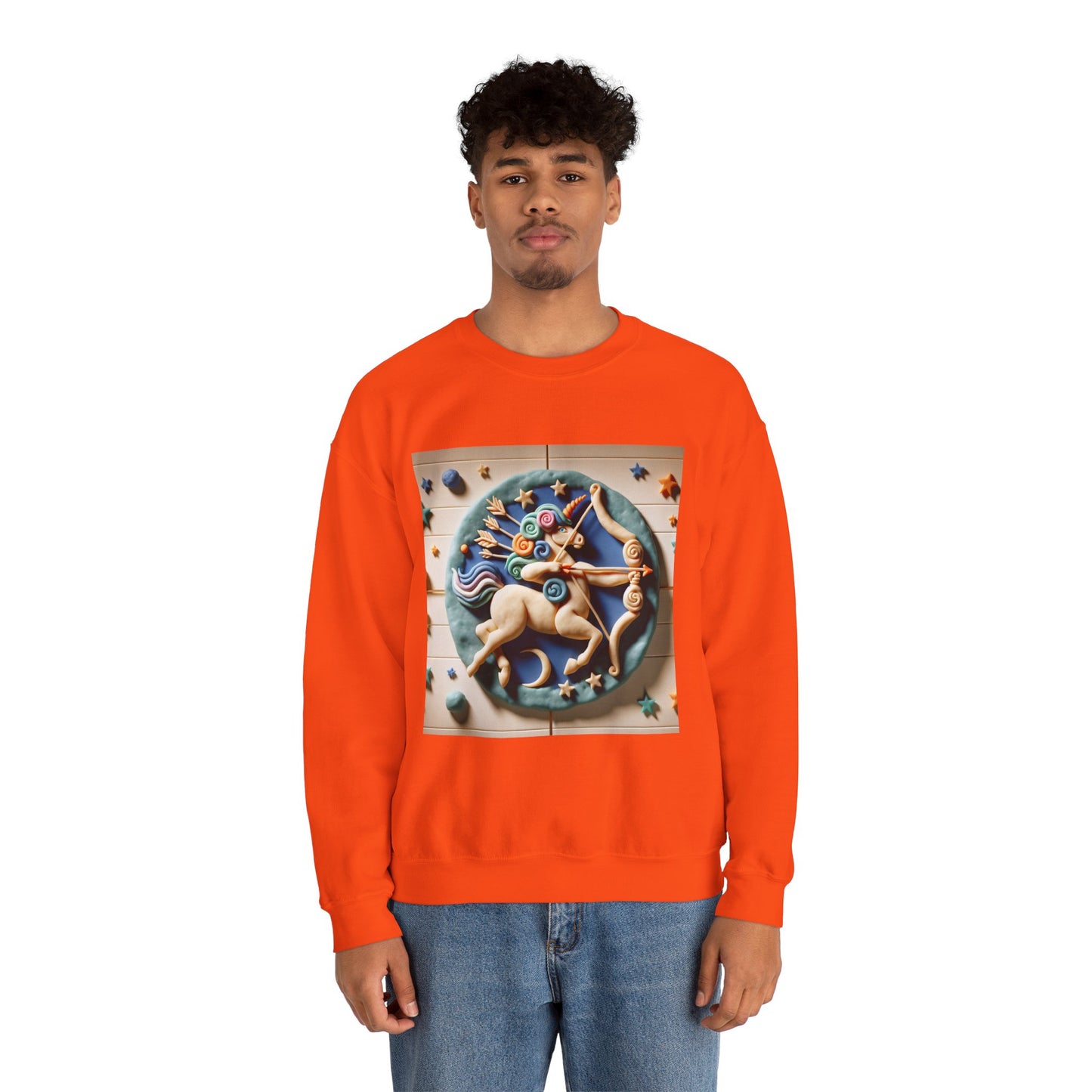 Unisex Heavy Blend™ Crewneck Sweatshirt, Colorful Horse, Sagittarius Zodiac Design