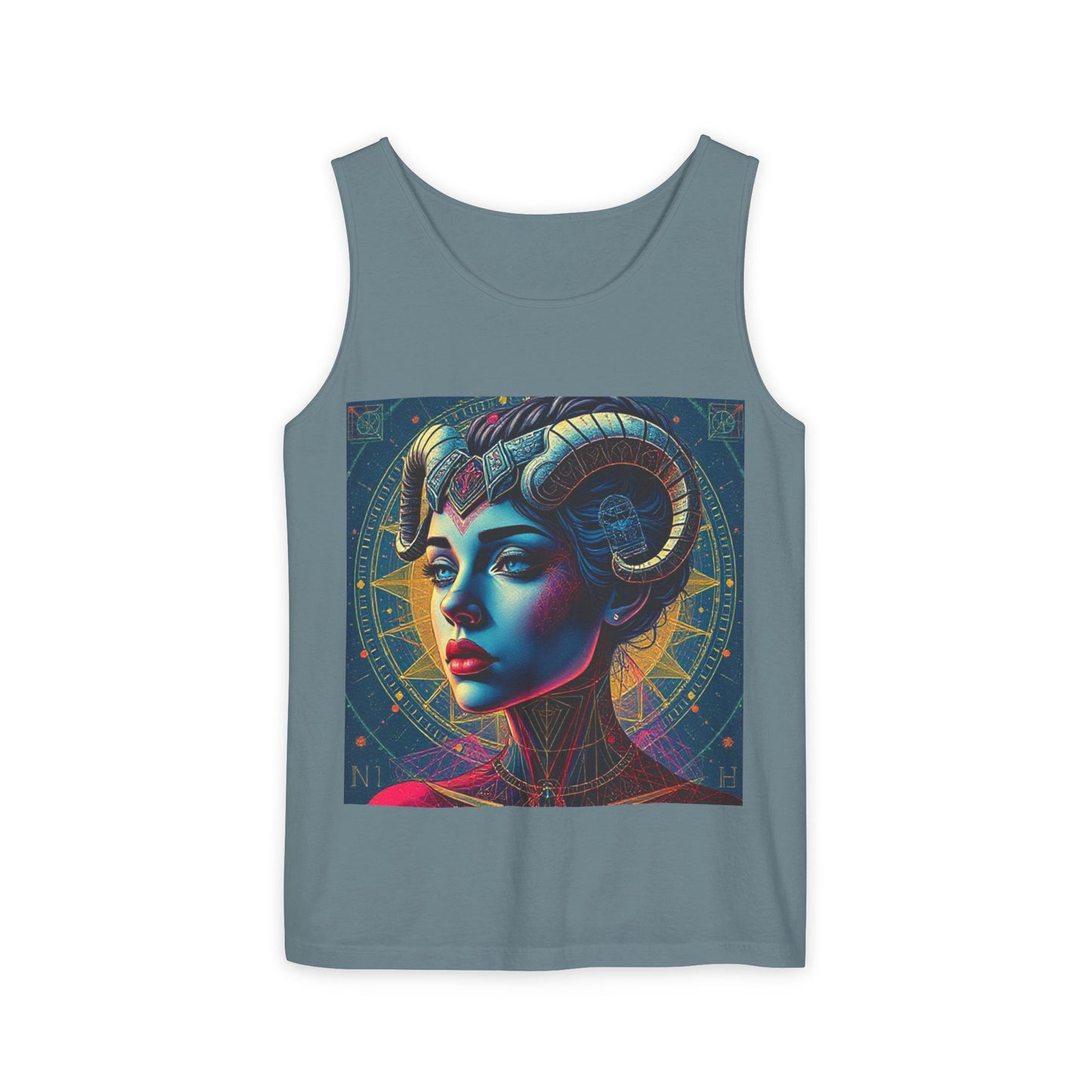 Unisex Garment-Dyed, Tank Top, Aries Design, Pop Art v1, 100% Ringspun US cotton