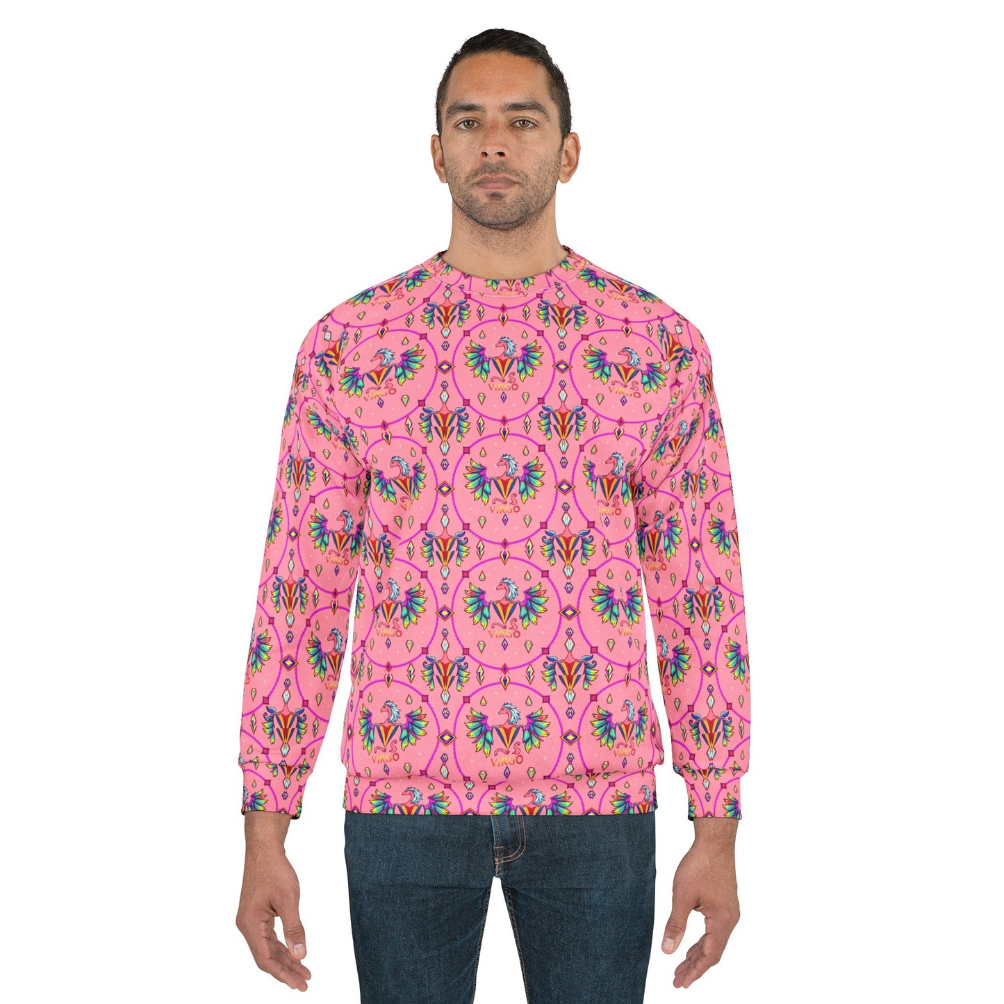 Unisex Sweatshirt (AOP), Virgo, Zodiac v2, Jewel Pattern