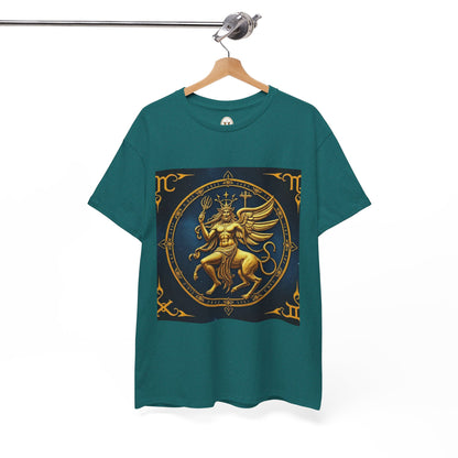 Unisex Heavy Cotton T-Shirt, Gold Angel, Symbol, Virgo Zodiac Design
