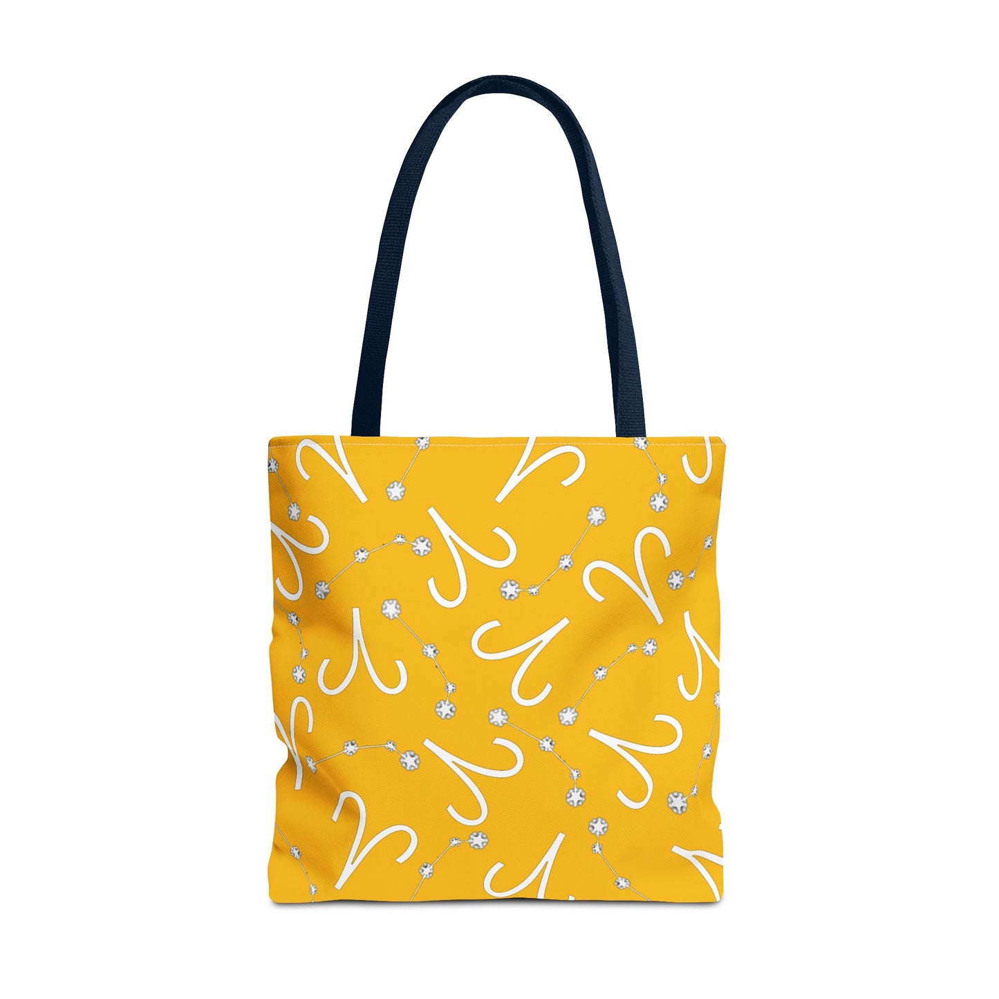 Tote Bag, Aries Zodiac Sign, AOP, (Yellow, White)