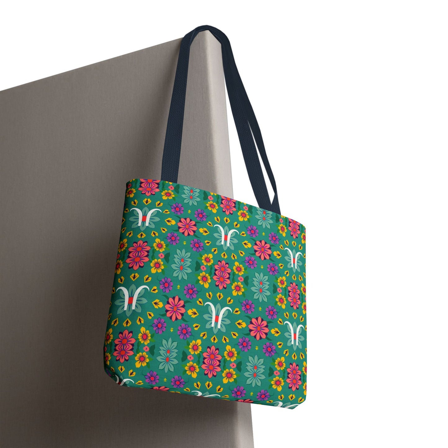 Tote Bag, (AOP), Aquarius, Zodiac v2, Flower Pattern