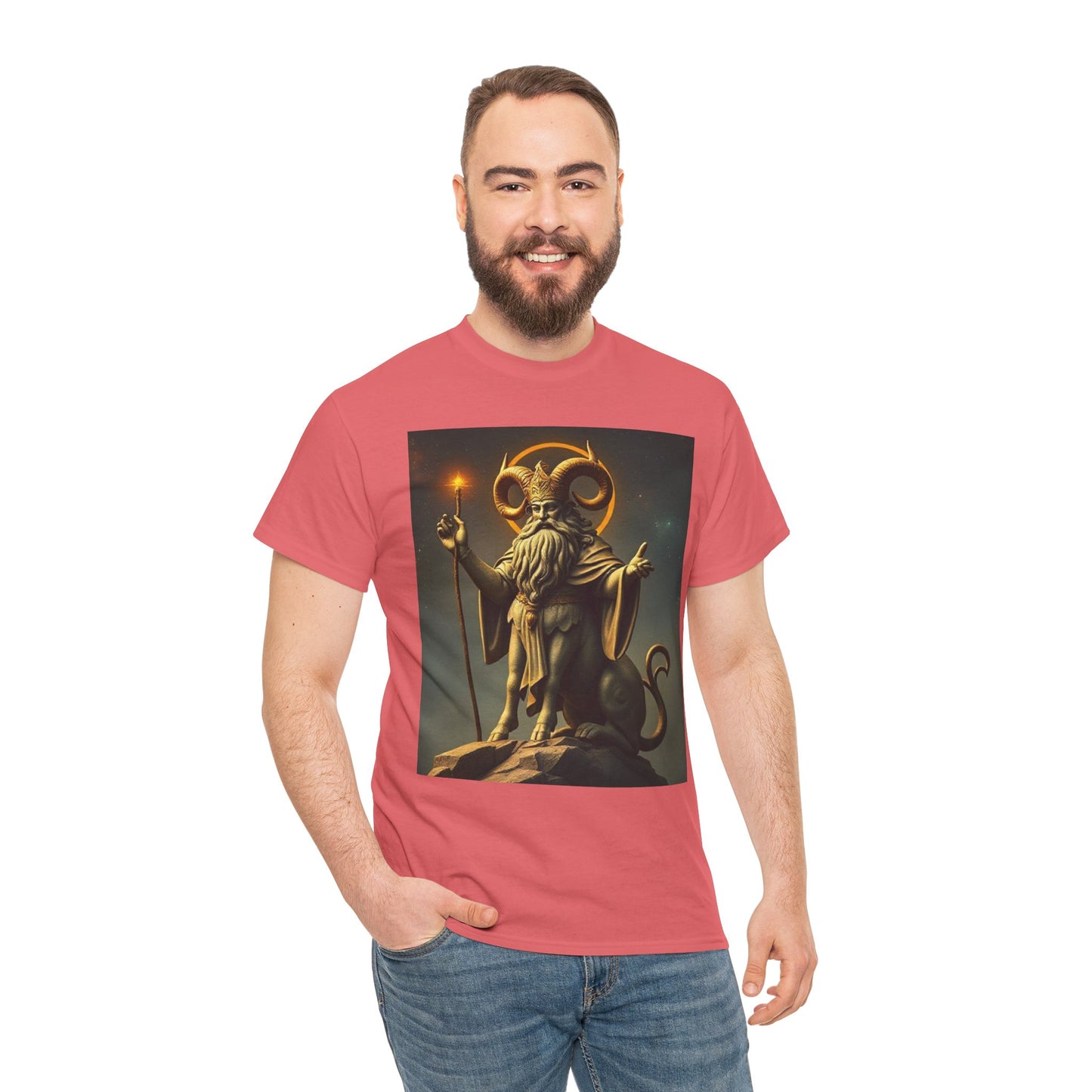Unisex Heavy Cotton T-Shirt, Taurus God v1, Zodiac Design