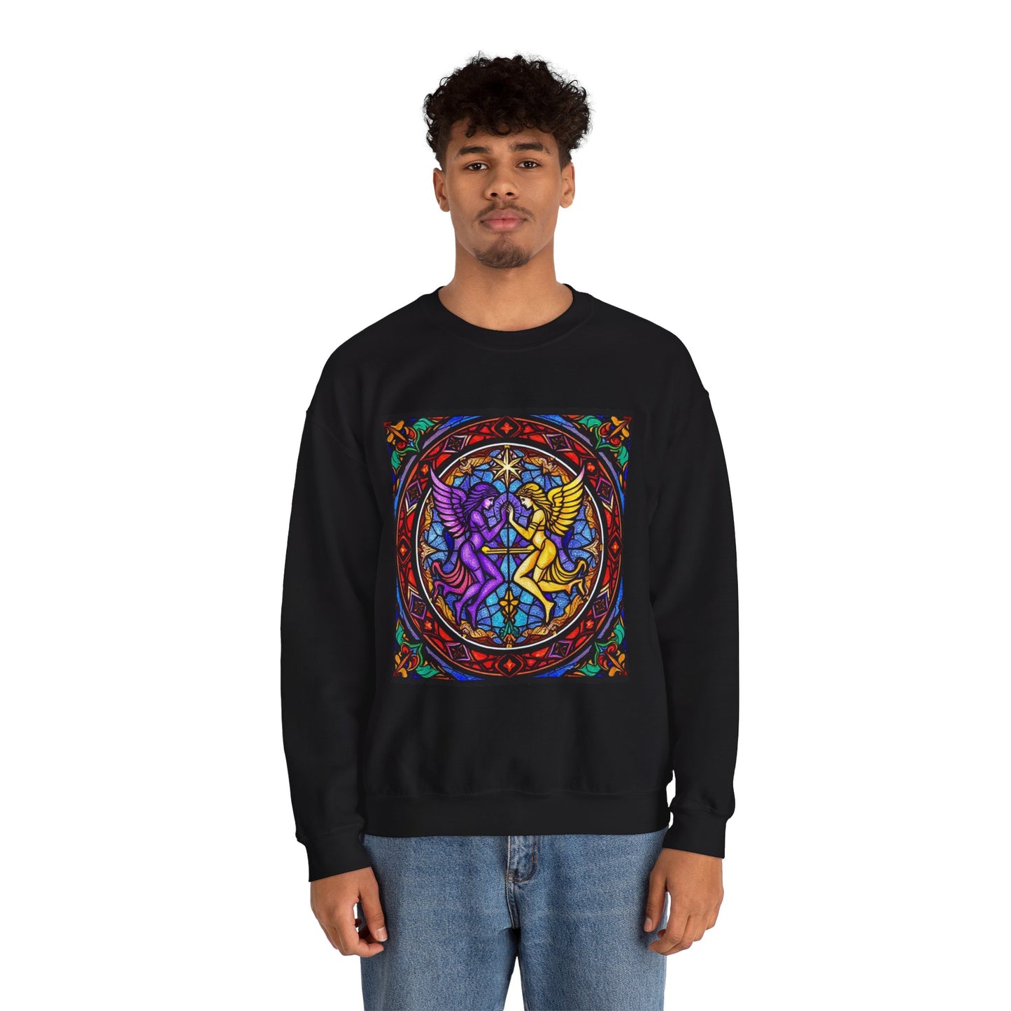 Unisex Heavy Blend™ Crewneck Sweatshirt, Glass, Gemini Zodiac Design