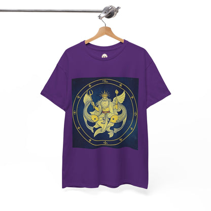 Unisex Heavy Cotton T-Shirt, King of Pisces, Zodiac Design