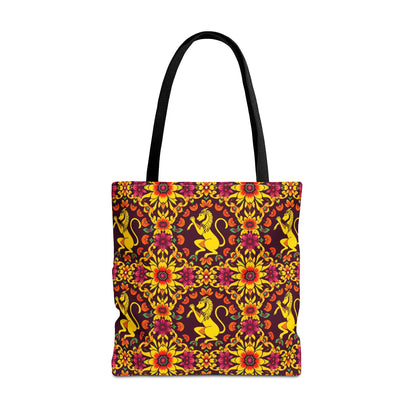 Tote Bag (AOP), Virgo, Zodiac v2, Flower Pattern