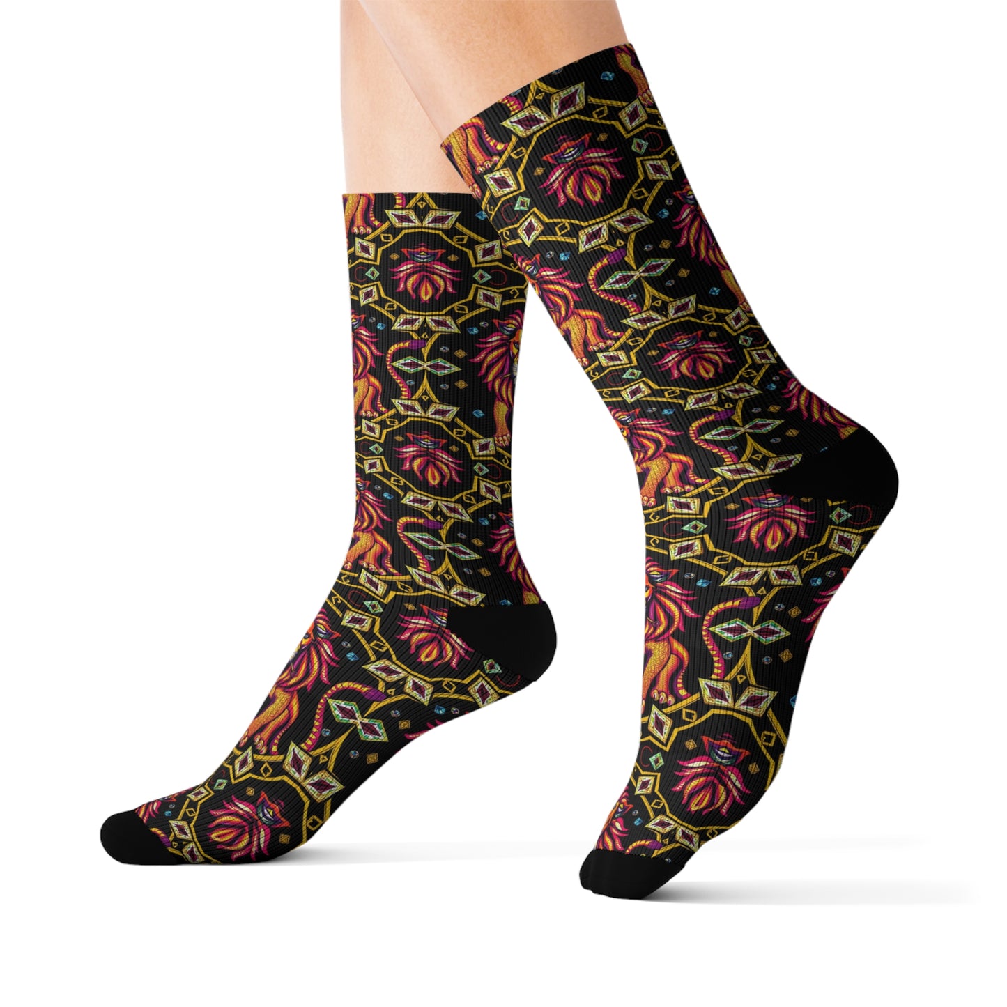 Sublimation Socks, Leo, Zodiac v2, Jewel Pattern