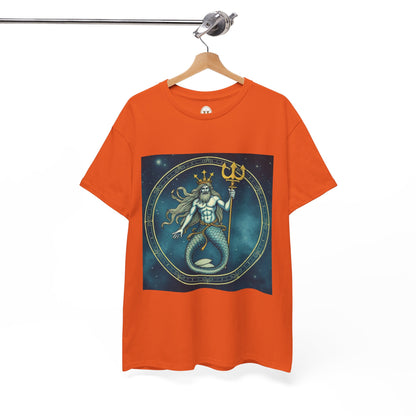 Unisex Heavy Cotton T-Shirt, Aquarius God 6v, Zodiac Design