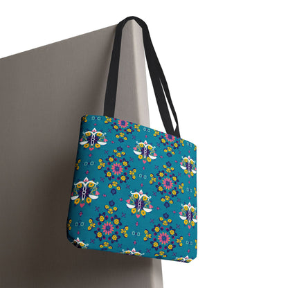 Tote Bag, (AOP), Libra, Zodiac v4, Flower Pattern