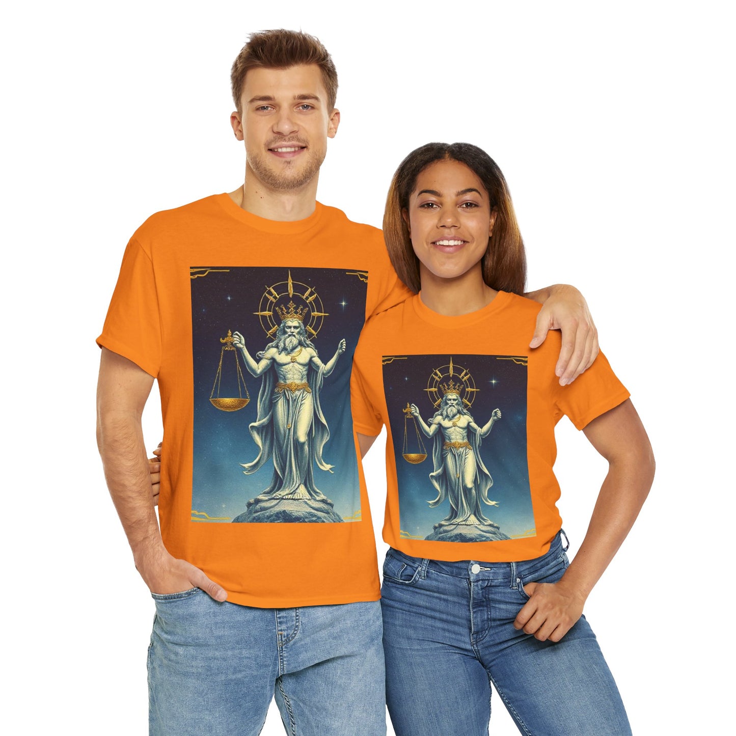Unisex Heavy Cotton T-Shirt Space v2, Libra God, Zodiac Design