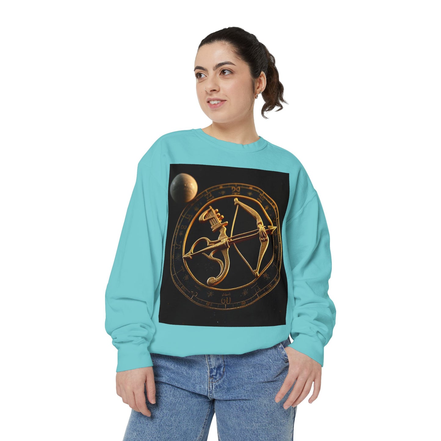 Garment-Dyed Sweatshirt, Unisex, Space Symbol Design, Sagittarius