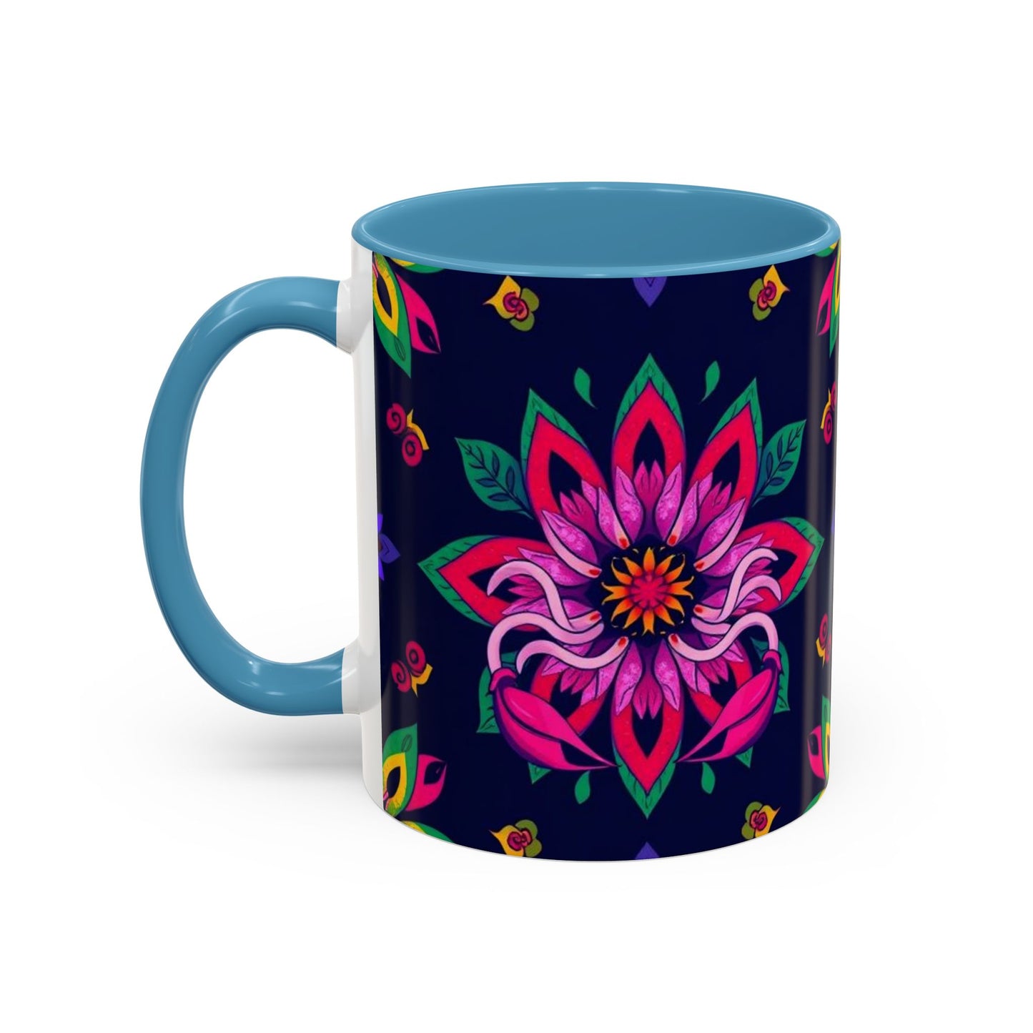 Accent Coffee Mug, Scorpio, Zodiac v4. Flower Pattern, (11, 15oz)