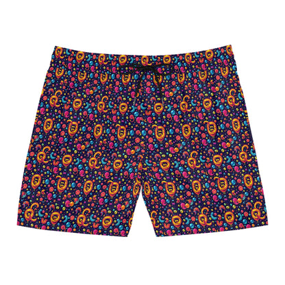 Men's Mid-Length Swim Shorts, (AOP), Aquarius, Zodiac v2, Bubble Pattern