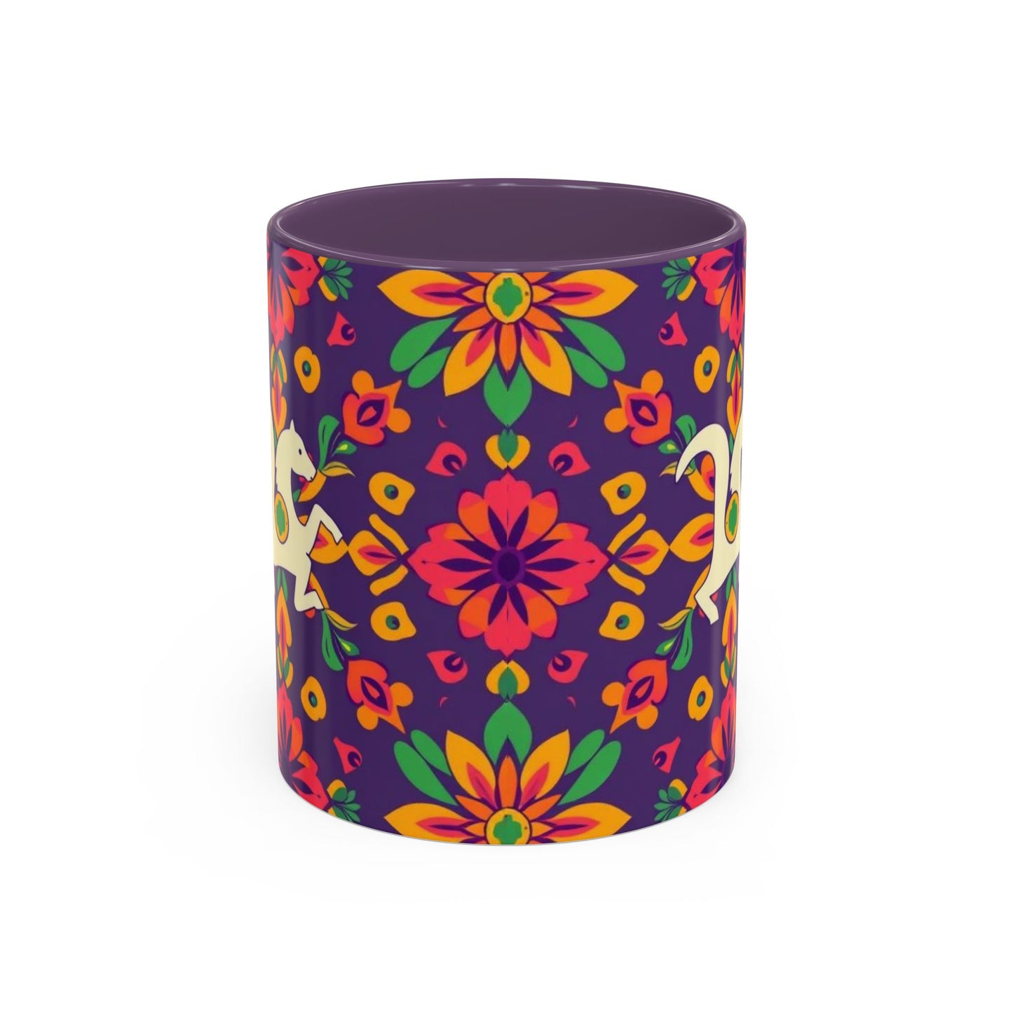 Accent Coffee Mug, Aquarius, Zodiac v2, Flower Pattern, (11, 15oz)