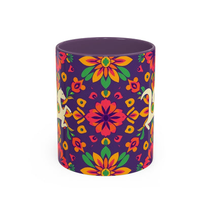 Accent Coffee Mug, Aquarius, Zodiac v2, Flower Pattern, (11, 15oz)