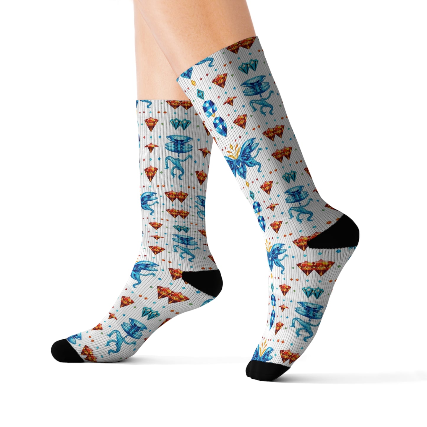 Sublimation Socks, Aquarius, Zodiac v1, Jewel Pattern