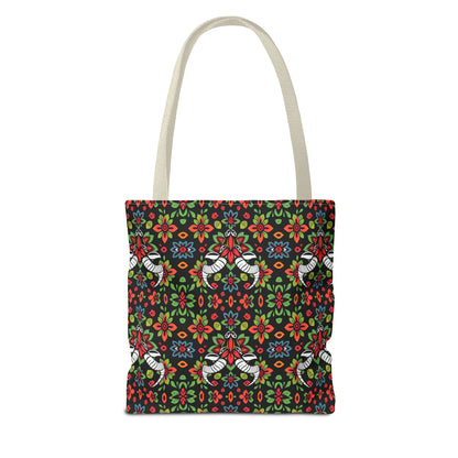 Tote Bag (AOP), Taurus, Zodiac v1, Flower Pattern