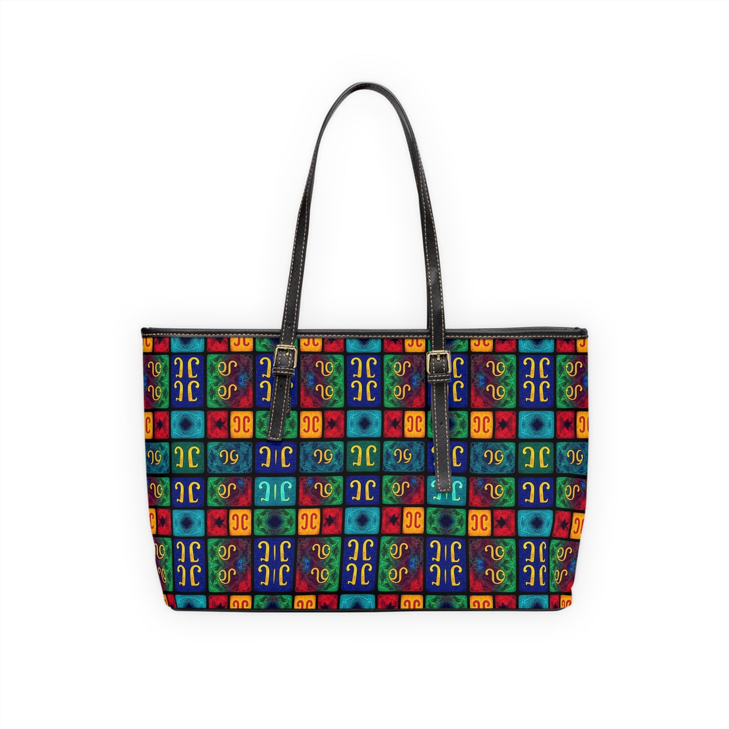 Leather Shoulder Bag, Aquarius, Zodiac v1, Shapes Pattern