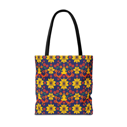 Tote Bag, (AOP), Aries, Zodiac v5, Flower Pattern