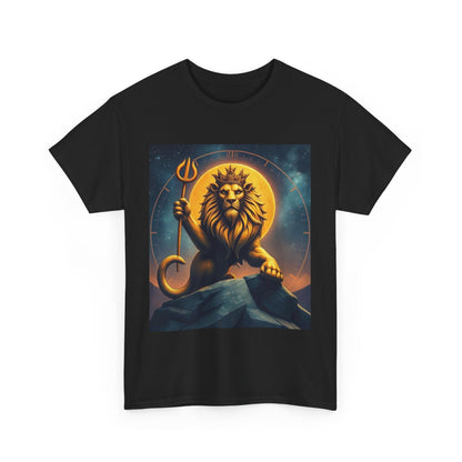 Unisex Heavy Cotton T-Shirt, King of Lions v2, Leo Zodiac Design
