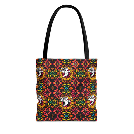Tote Bag (AOP), Sagittarius, Zodiac v1, Flower Pattern