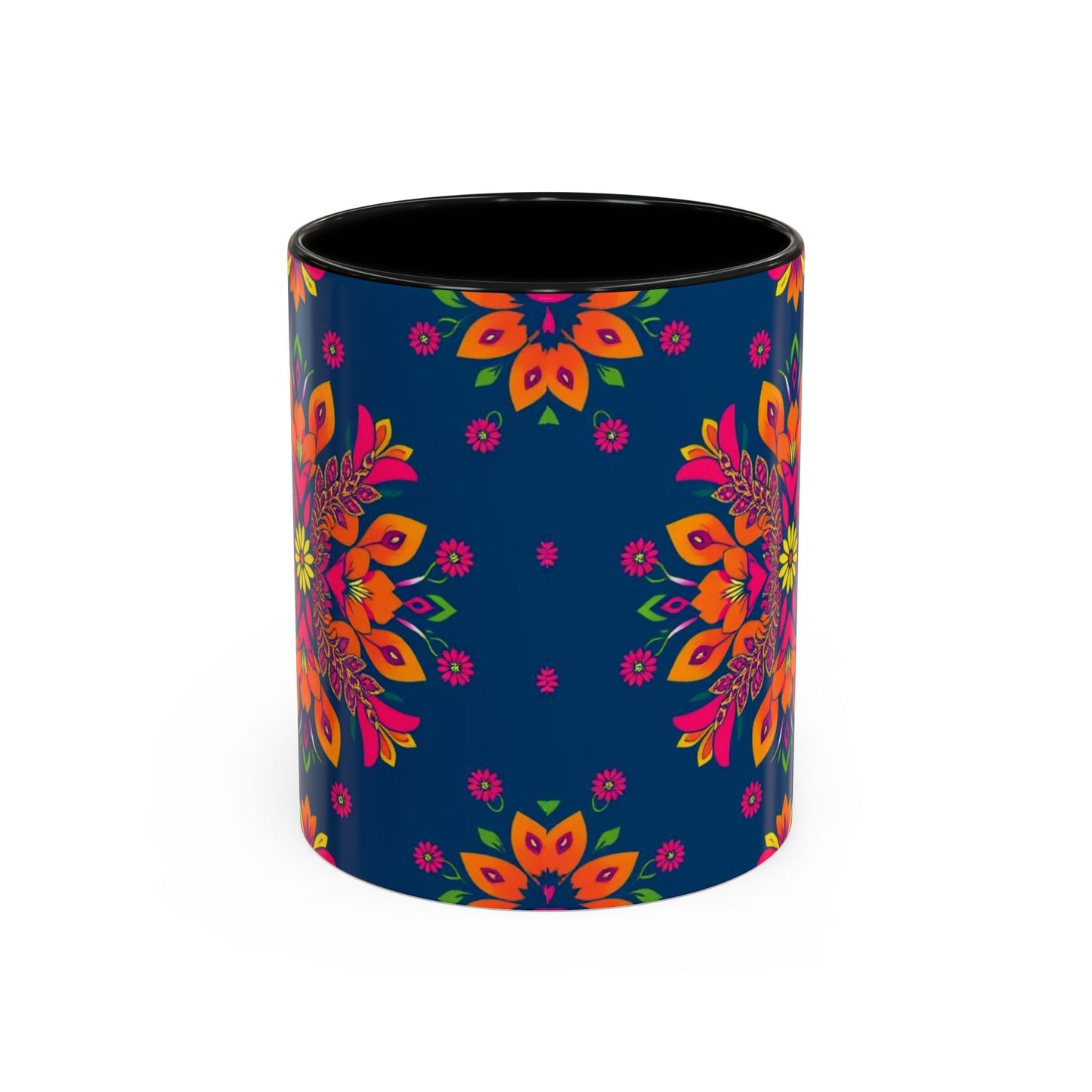 Accent Coffee Mug, Gemini, Zodiac v2, Flower Pattern, (11, 15oz)