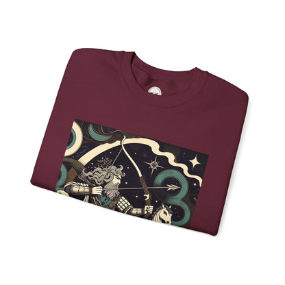 Unisex Heavy Blend™ Crewneck Sweatshirt, Man With Arrow Sagittarius Zodiac Design