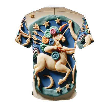 Unisex Cut & Sew T-Shirt (AOP),Play Horse, Sagittarius Zodiac Design, Regular fit, 100% Polyester
