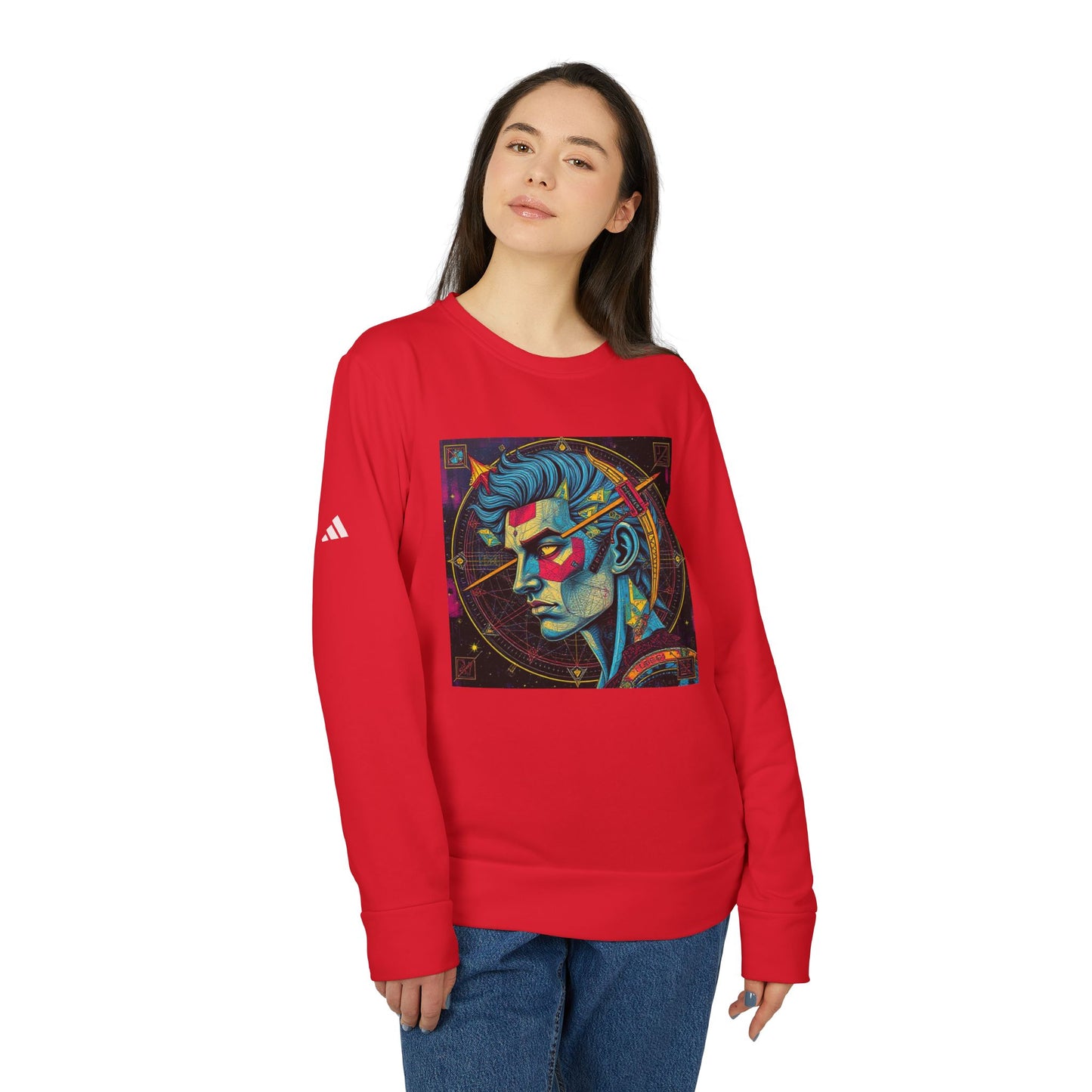 Adidas, Unisex Fleece Crewneck Sweatshirt, Sagittarius, Pop Art, Zodiac