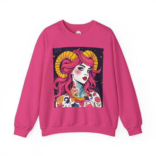 Unisex Heavy Blend™ Crewneck Sweatshirt, Aries, Zodiac, Sexy Pattern