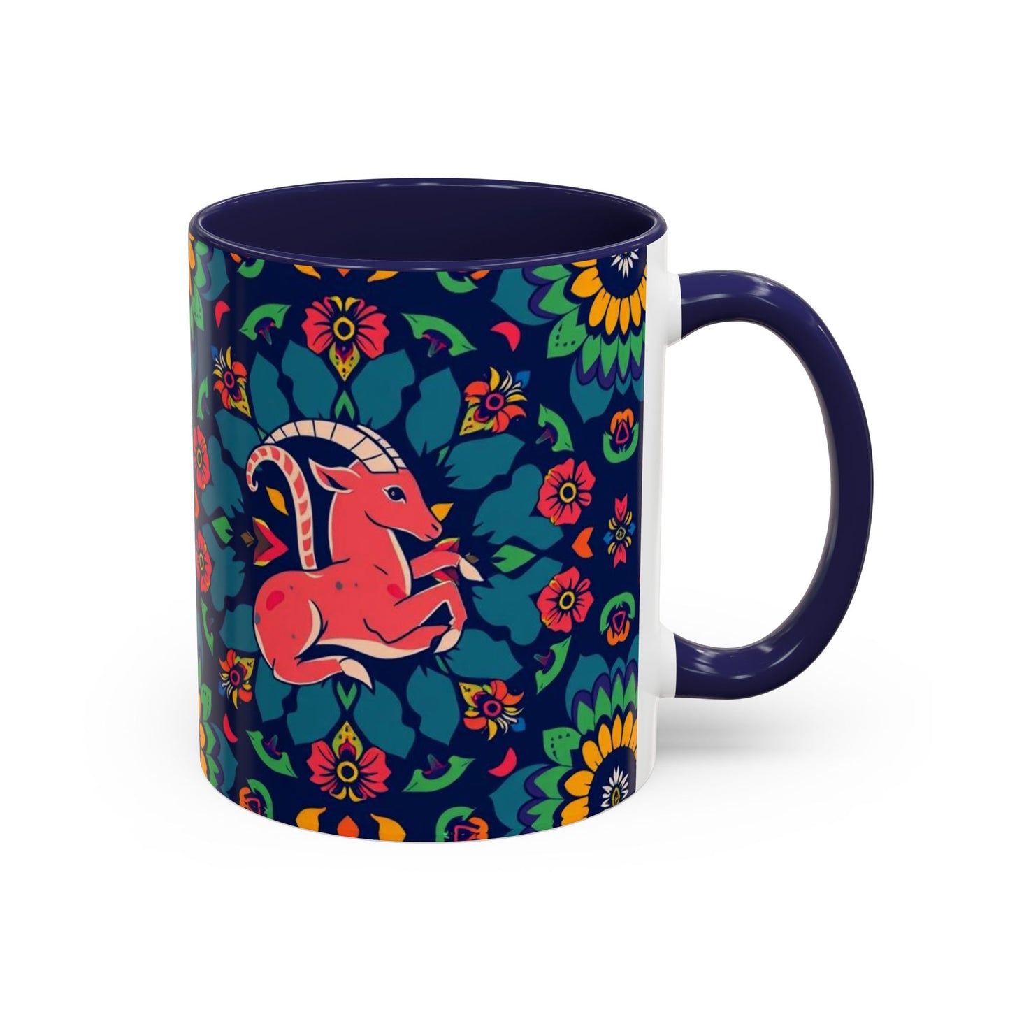 Accent Coffee Mug, Capricorn, Zodiac, Flower Pattern, (11, 15oz)