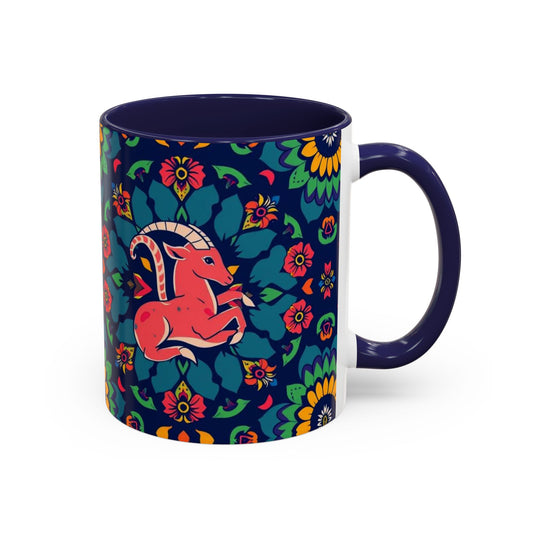Accent Coffee Mug, Capricorn, Zodiac, Flower Pattern, (11, 15oz)