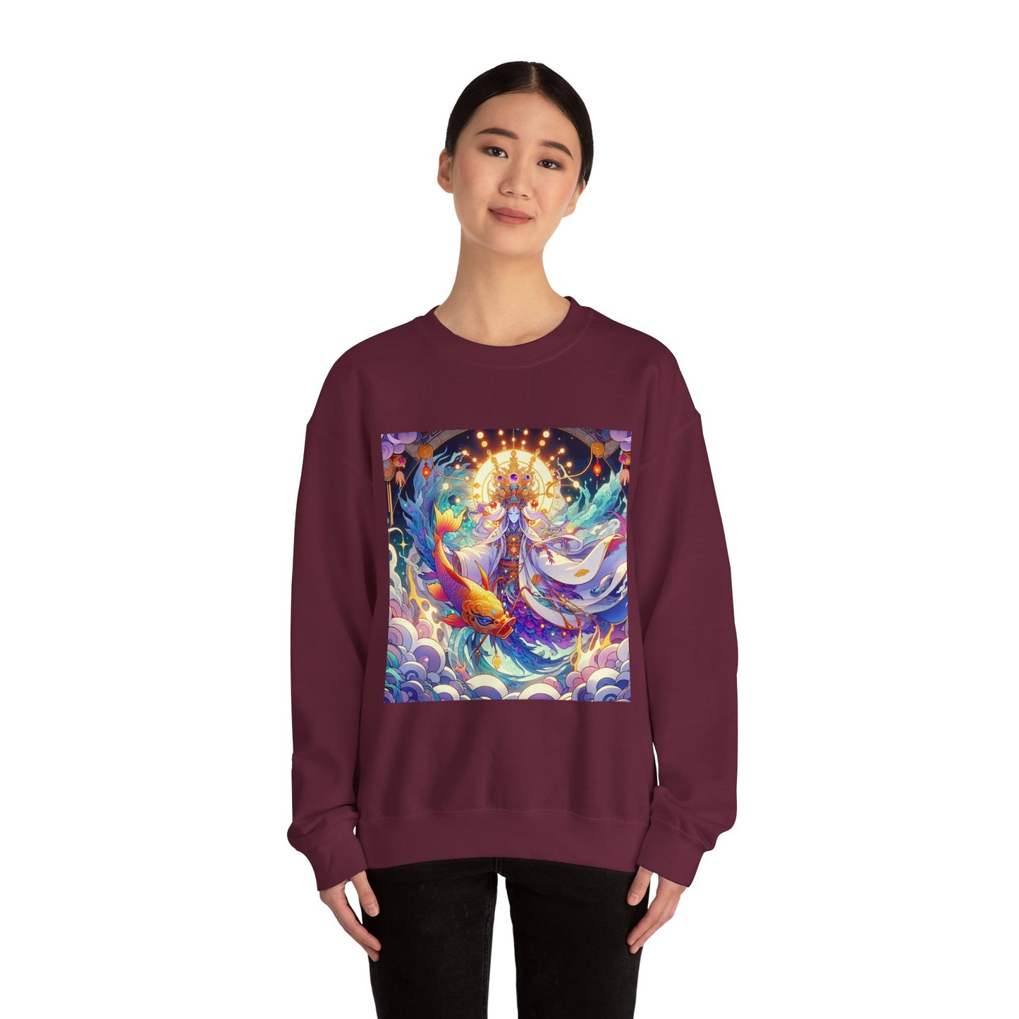 Unisex Heavy Blend™ Crewneck Sweatshirt, Anime Pisces King, Zodiac Design