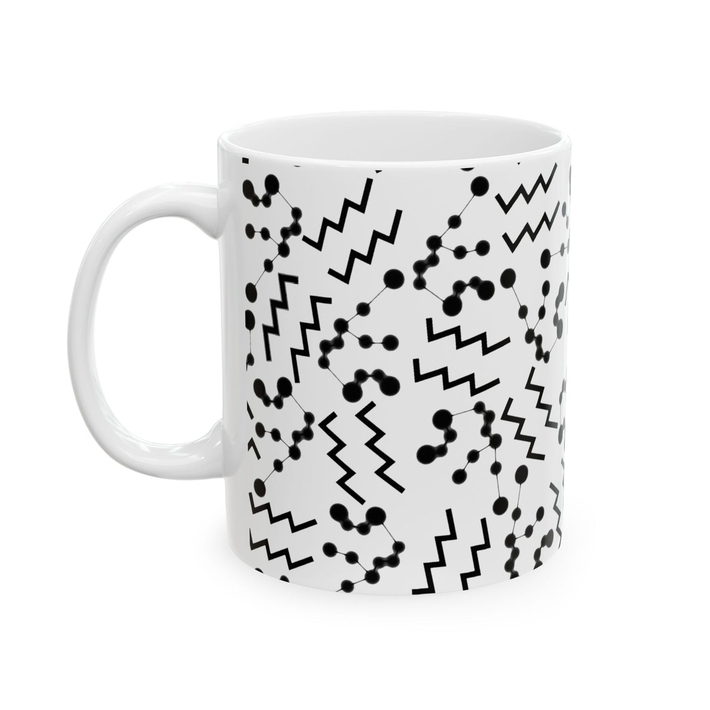 Ceramic Mug, (11oz, 15oz), Ceramic Coffee Mug, AOP, Constellation & Symbol, Aquarius Zodiac Design