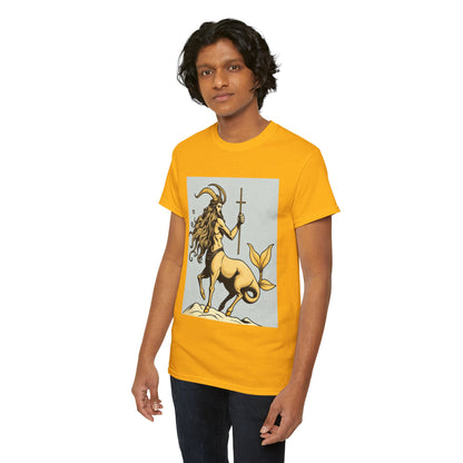 Unisex Heavy Cotton T-Shirt, Capricorn God v3, Zodiac Design