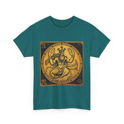 Unisex Heavy Cotton T-Shirt, Crab King v1, Cancer Zodiac Design
