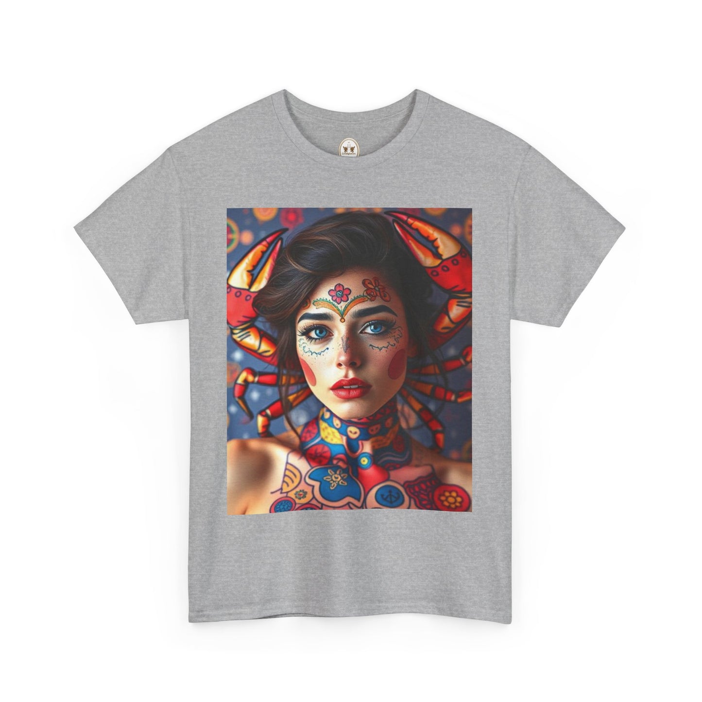 Unisex Heavy Cotton T-Shirt, Cancer, Zodiac v1, Sexy Art
