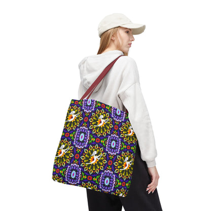 Tote Bag, (AOP), Sagittarius, Zodiac v5, Flower Pattern