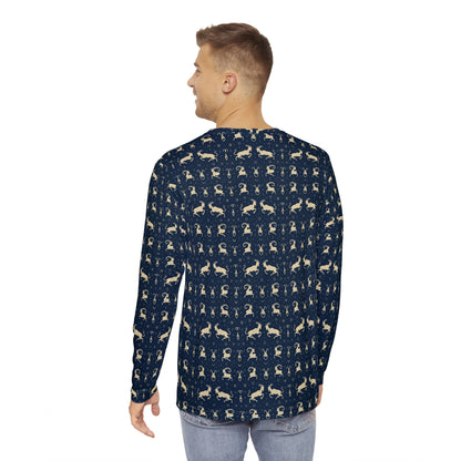 Men's Long Sleeve Shirt, (AOP), Capricorn, Zodiac v4, Pattern