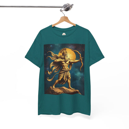 Unisex Heavy Cotton T-Shirt, Midnight Arrow v1, Sagittarius Zodiac Design