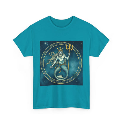 Unisex Heavy Cotton T-Shirt, Aquarius God 5v, Zodiac Design