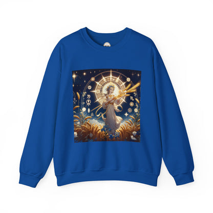 Unisex Heavy Blend™ Crewneck Sweatshirt, anime girl in wheat field, Virgo Zodiac Design