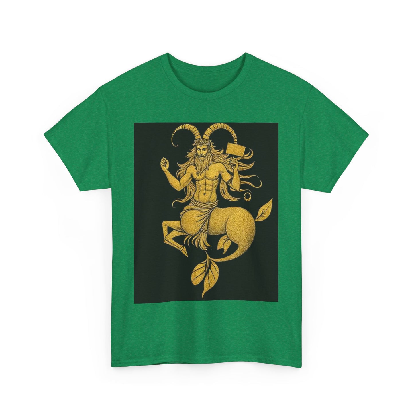 Unisex Heavy Cotton T-Shirt, Capricorn God, Zodiac Design