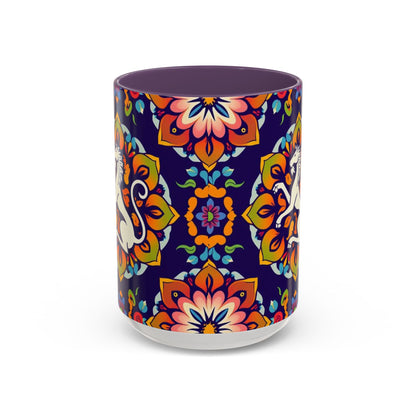 Accent Coffee Mug, Virgo, Zodiac v4. Flower Pattern, (11, 15oz)