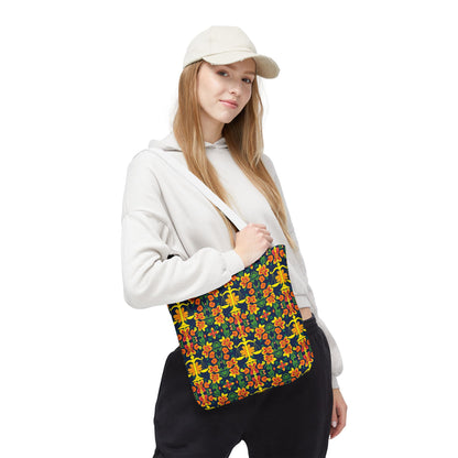 Tote Bag, (AOP), Libra, Zodiac v3, Flower Pattern