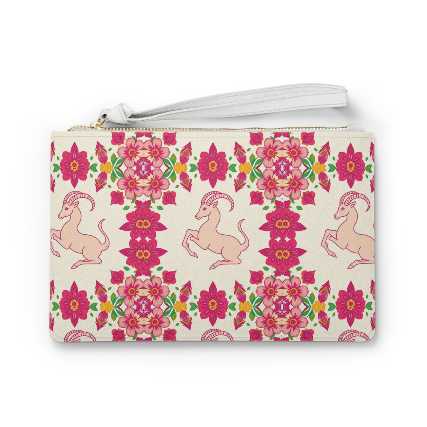 Clutch Bag, Capricorn, Zodiac v4, Flower Pattern