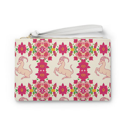 Clutch Bag, Capricorn, Zodiac v4, Flower Pattern