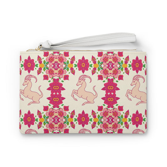 Clutch Bag, Capricorn, Zodiac v4, Flower Pattern