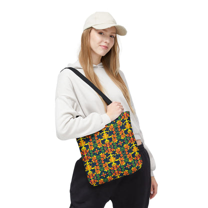 Tote Bag, (AOP), Libra, Zodiac v3, Flower Pattern