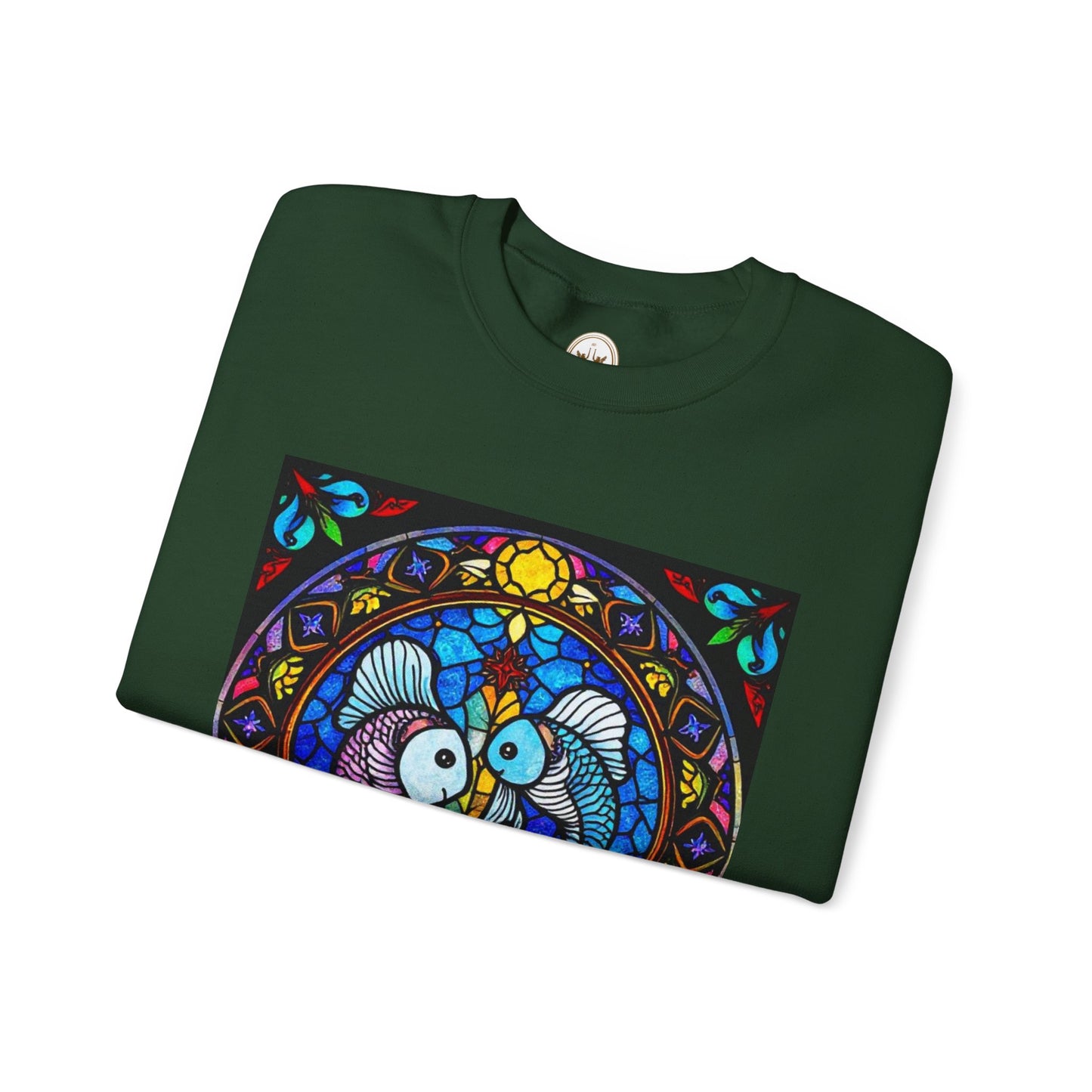 Unisex Heavy Blend™ Crewneck Sweatshirt, Glass, Pisces Zodiac Design